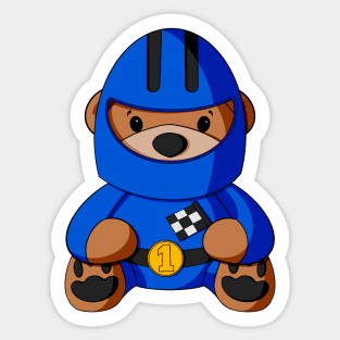 Race Car Teddy Bear Sticker